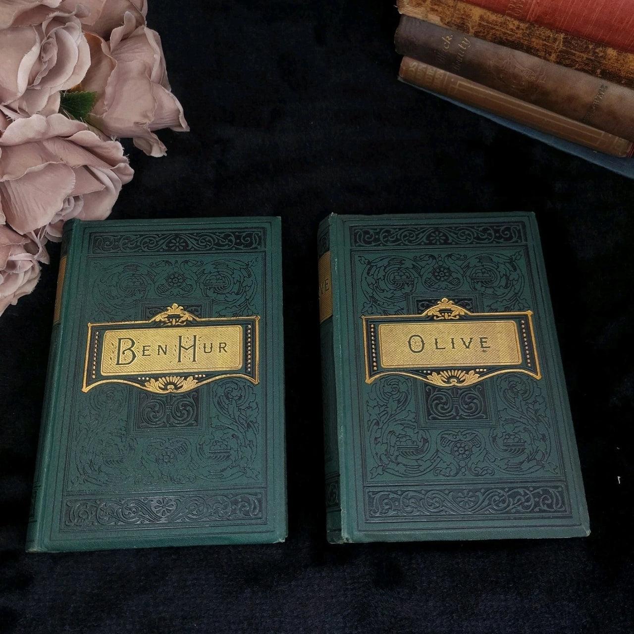 1903 Antique Book Set – Ben-Hur by Lew Wallace & Olive by Mulock | Gilt Edges | Sunday School Editions