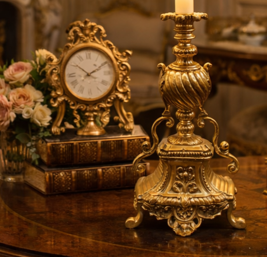 Stunning French Brass Table Lamp Ornate Rococo Base, Working, 18in Tall Heavy0
