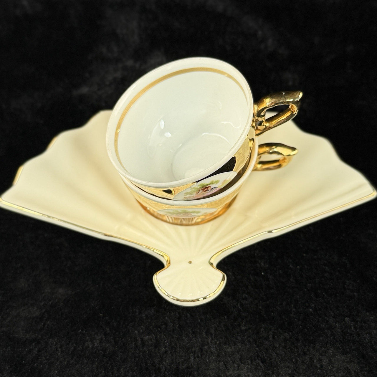 Bondware Coffee Cups & FanShaped Tray | 24K Gold Chokin Art Japan14