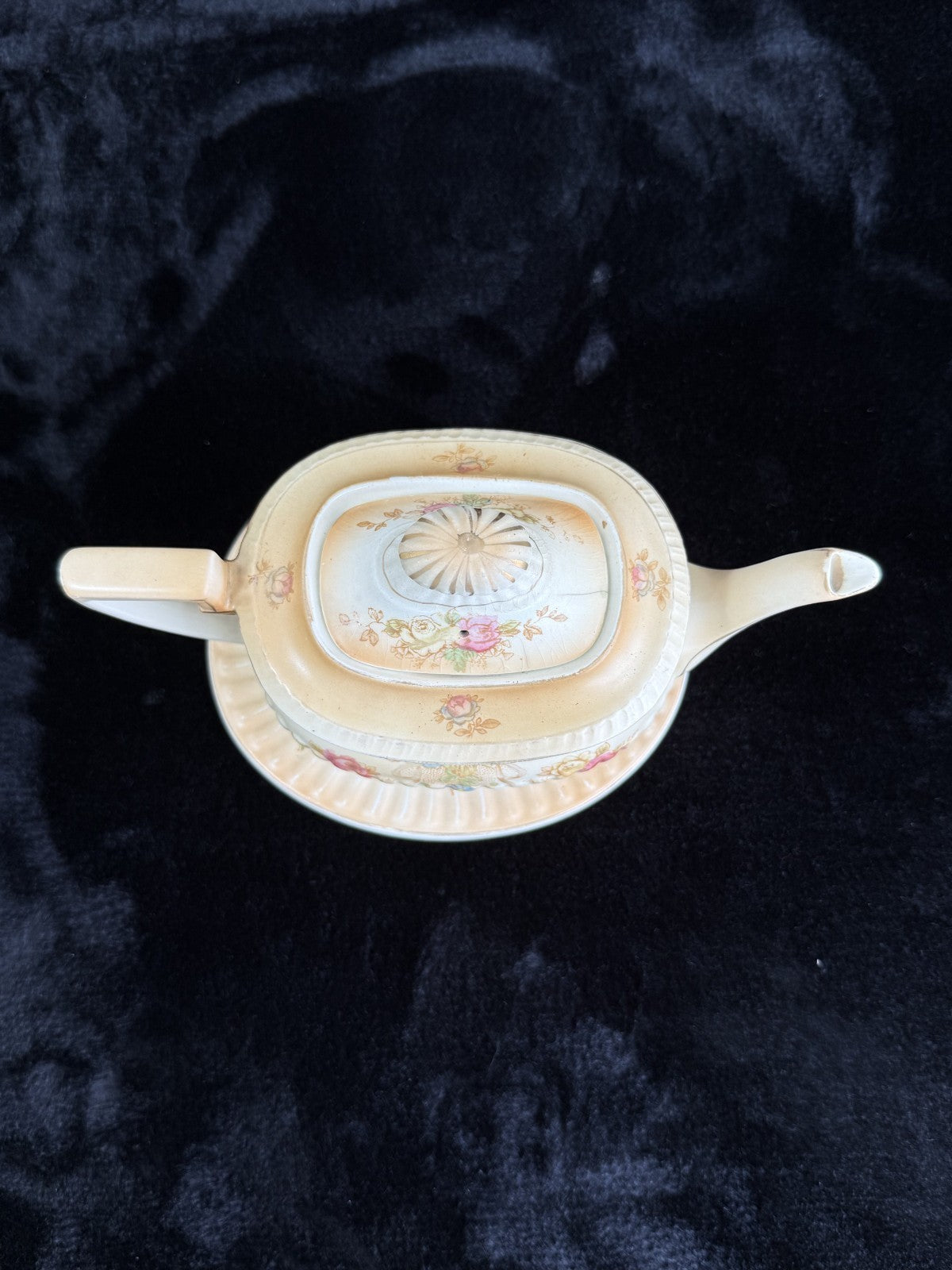 Beautiful Antique Crown Devon Fieldings Teapot with Stand - "Wye" Pattern Rare.4