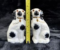 Thumbnail for Antique Staffordshire Porcelain Black White Pair King Charles Spaniel Glass eyes2