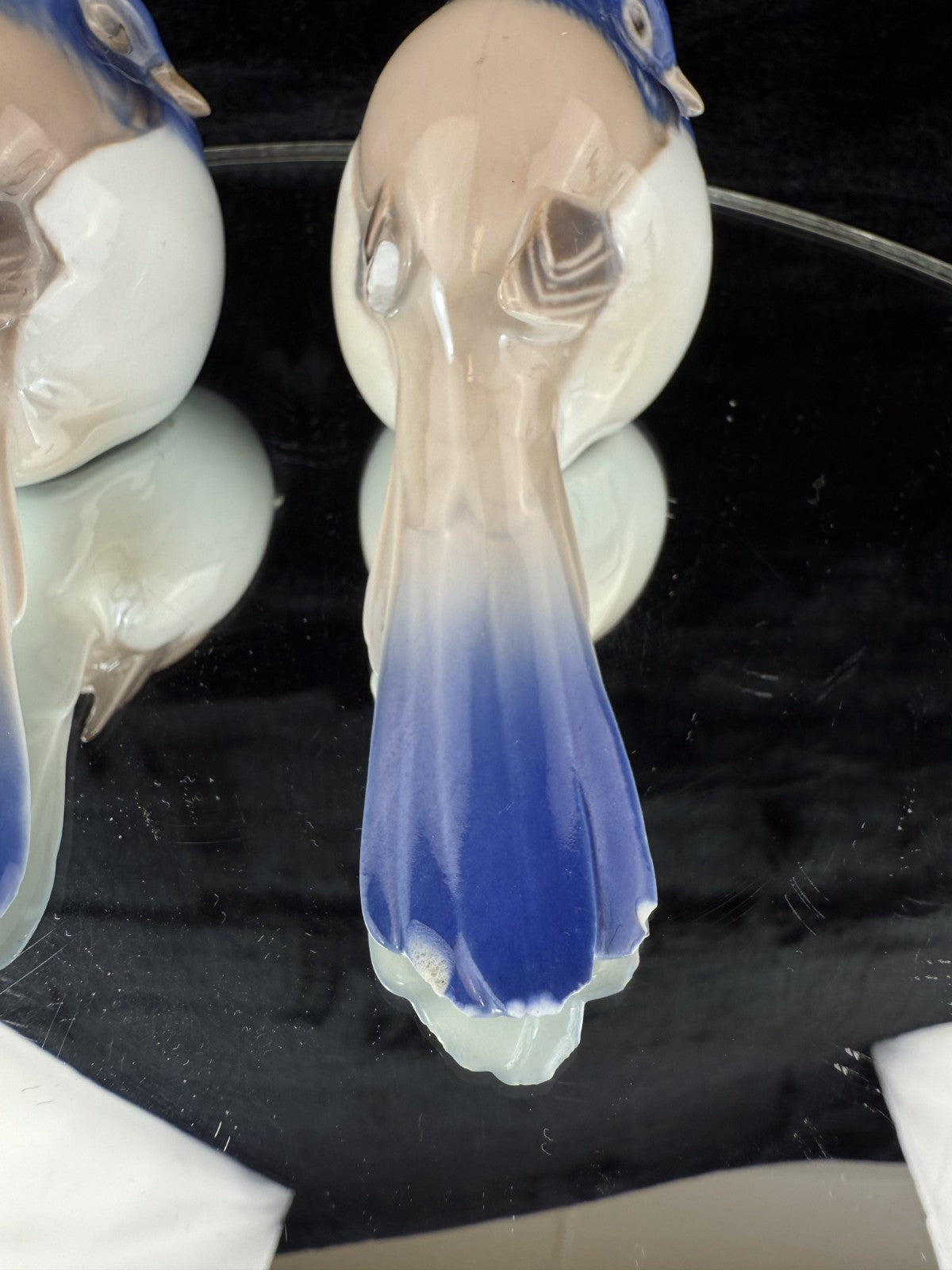 Bing Grøndahl & B&G Porcelain Blue Jay Bird Figurines Pair - Marked 1635 chipped9