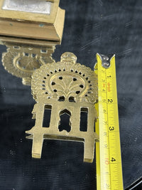 Thumbnail for BIRH Brass Miniature Indian Throne Backrests Set of 3 Hindu Temple Art Vintage4