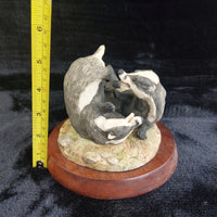 Thumbnail for Border Arts Fine 1977 Hayton Badgers Figurine Hand Made Scotland Wood Base 7