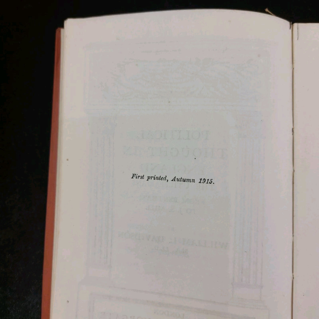 Political Thought: 1915 The Utilitarians by W.L. Davidson book Home University3