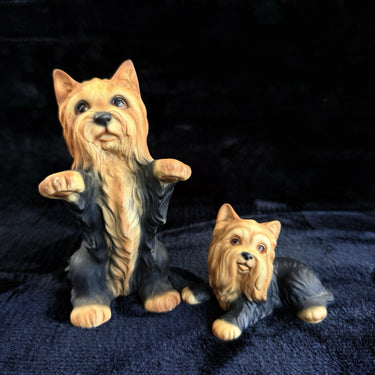 AHH Yorkshire Terrier Dog Figurine Pair Porcelain Yorkie bookshelf Figurines dec1