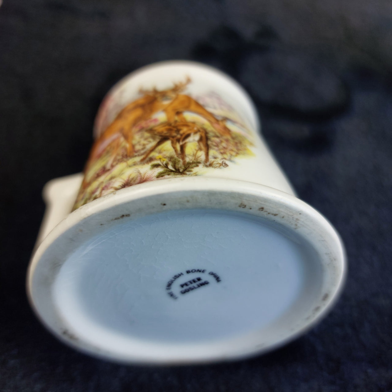 Peter Gosling Miniature Mugs Pair –2" Acceptable, Wildlife Deer & Fox,  Bone Chi6