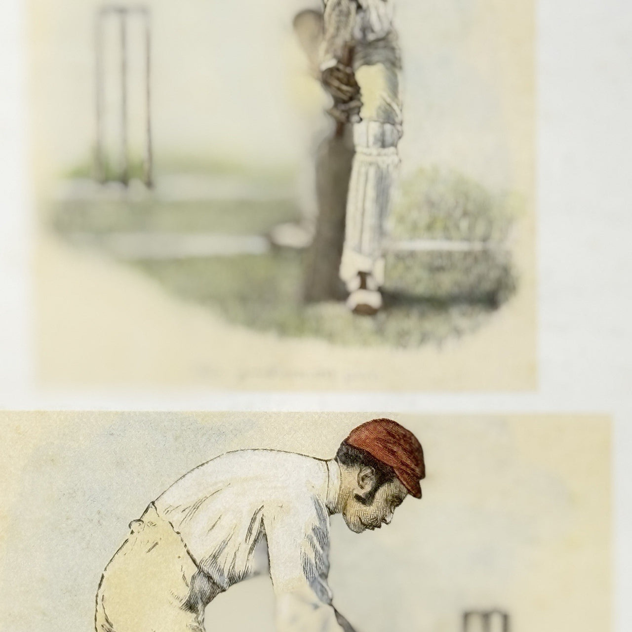 Lucien Davis Cricket Art Print Framed 19thC Illustrations Sport Scene Technique 5