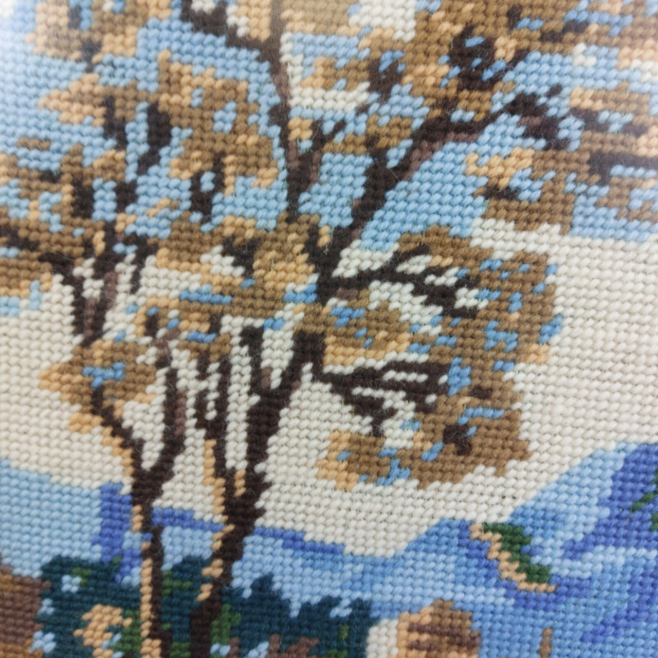 Framed Needlepoint Art - Landscape, Mountain Vintage 13 x 16 Inch(41 x 33 cm)2