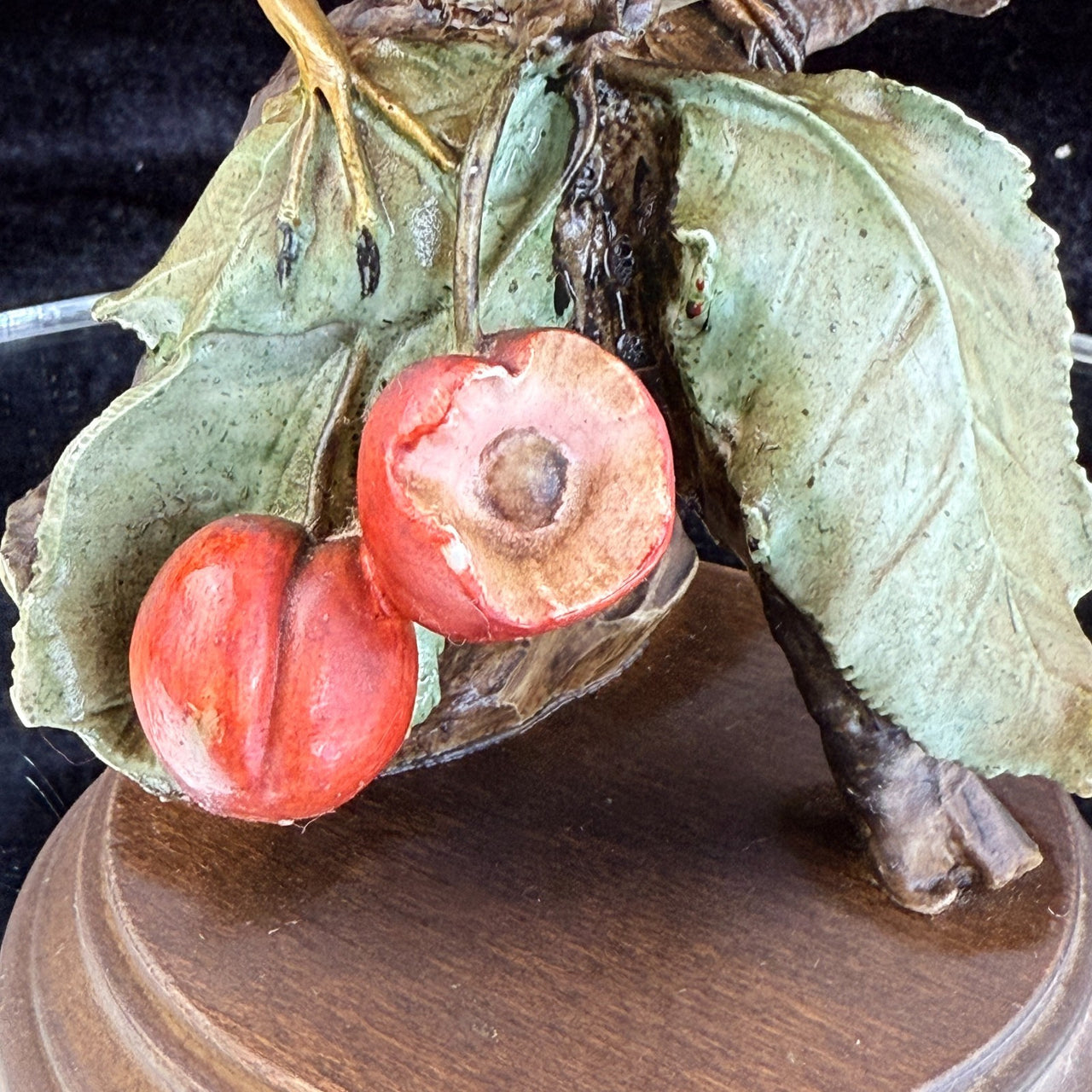 Giuseppe Armani Sparrow Capodimonte & Cherries Figurine Signed G. 7" gift Italy.14