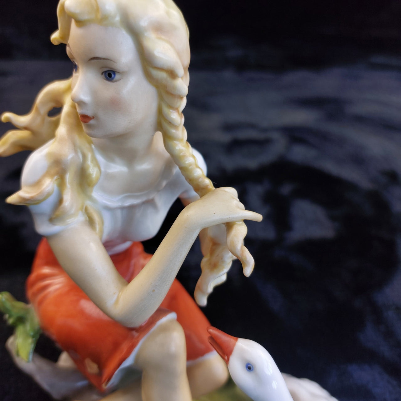 Kaiser W Germany Porcelain Figurine Girl Goose 7 in – Good, Hand Painted Medium.11