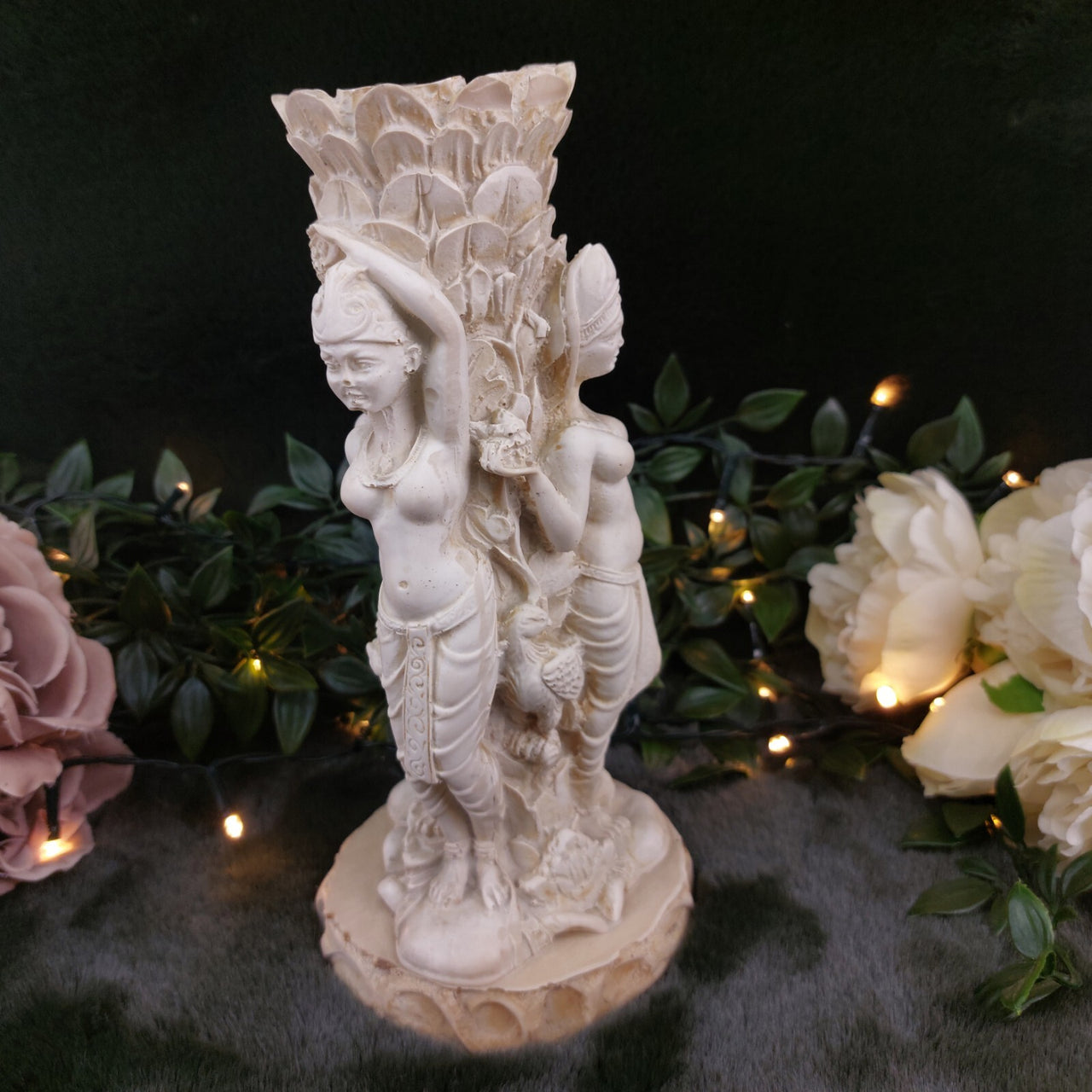 Vintage Temple Hindu Dancer Sculpture Vase – Ornate Goddess Figurine, see pics4