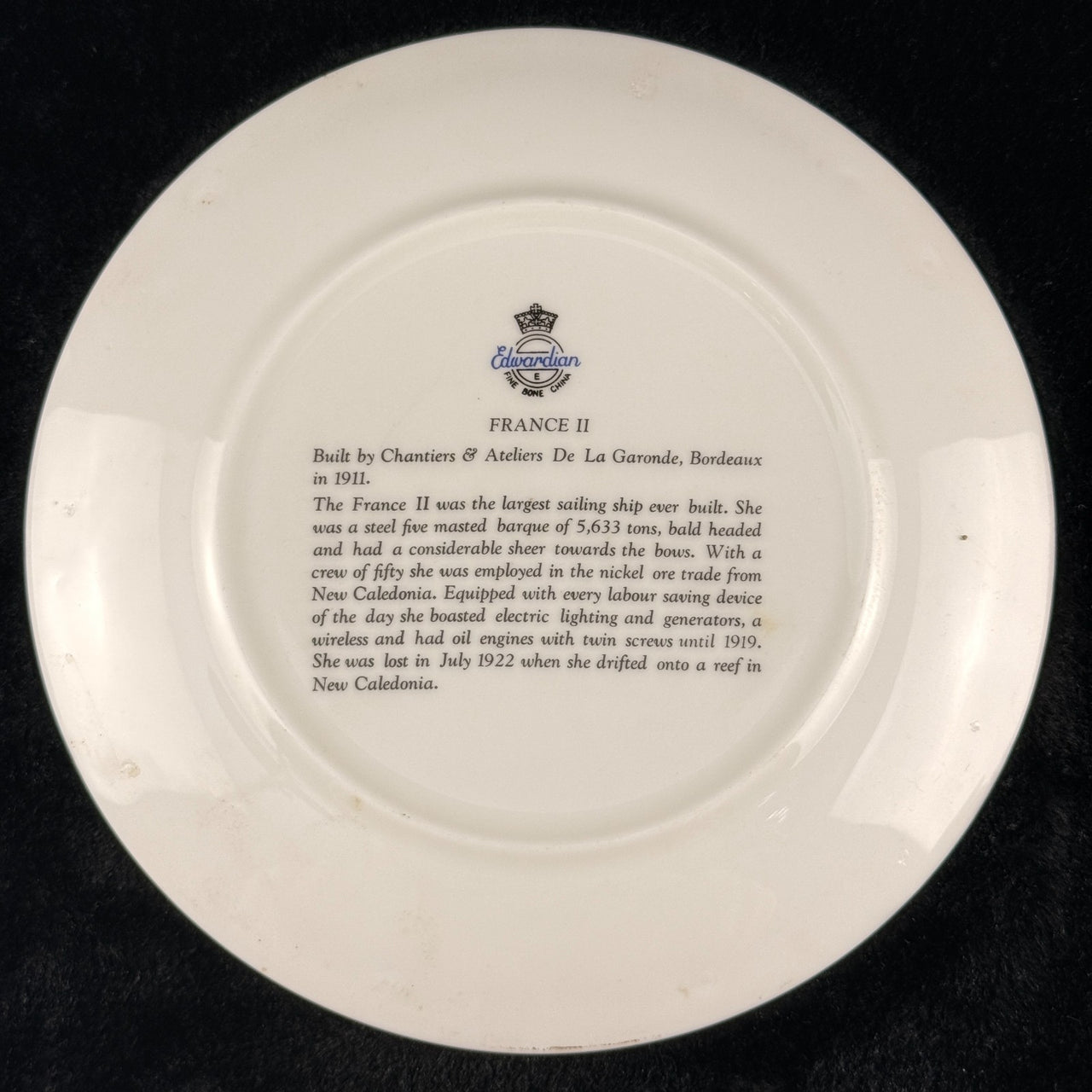 Edwardian China Bone Tall Ships Plate Set – France II & Herzogin Cecilie – P.A.5