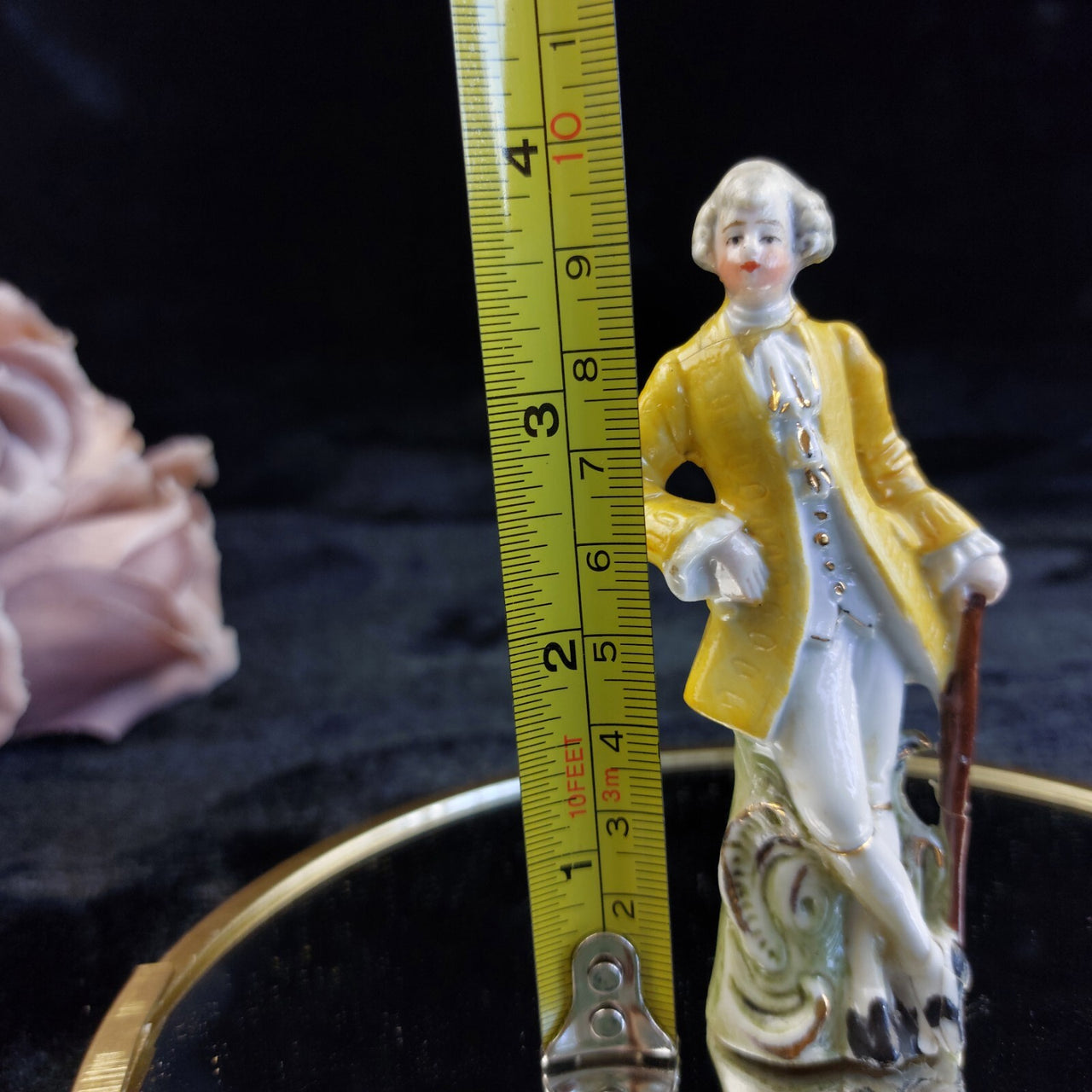 Germany Figurine Porcelain 18198 Yellow Coat Man Antique Repaired Collectable2
