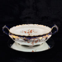 Thumbnail for K&C Royal Semi Porcelain Bowl Cobalt Blue Gold Blossom Floral 10