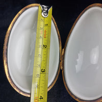 Thumbnail for Porcelaine de France Gold Floral Egg Trinket Box Decor 4