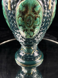 Thumbnail for Romano Majolica Style Ornate Green Vase Glazed Ceramic 15” Antique Vase4