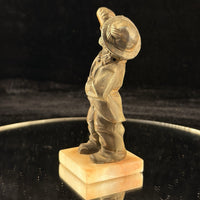 Thumbnail for Drunkard Bronze Figurine on Marble Base Man Drinking Bottle 5” Bar Art10