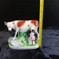 Thumbnail for 1800s Antique Staffordshire Cow Creamer Figurine 6.5