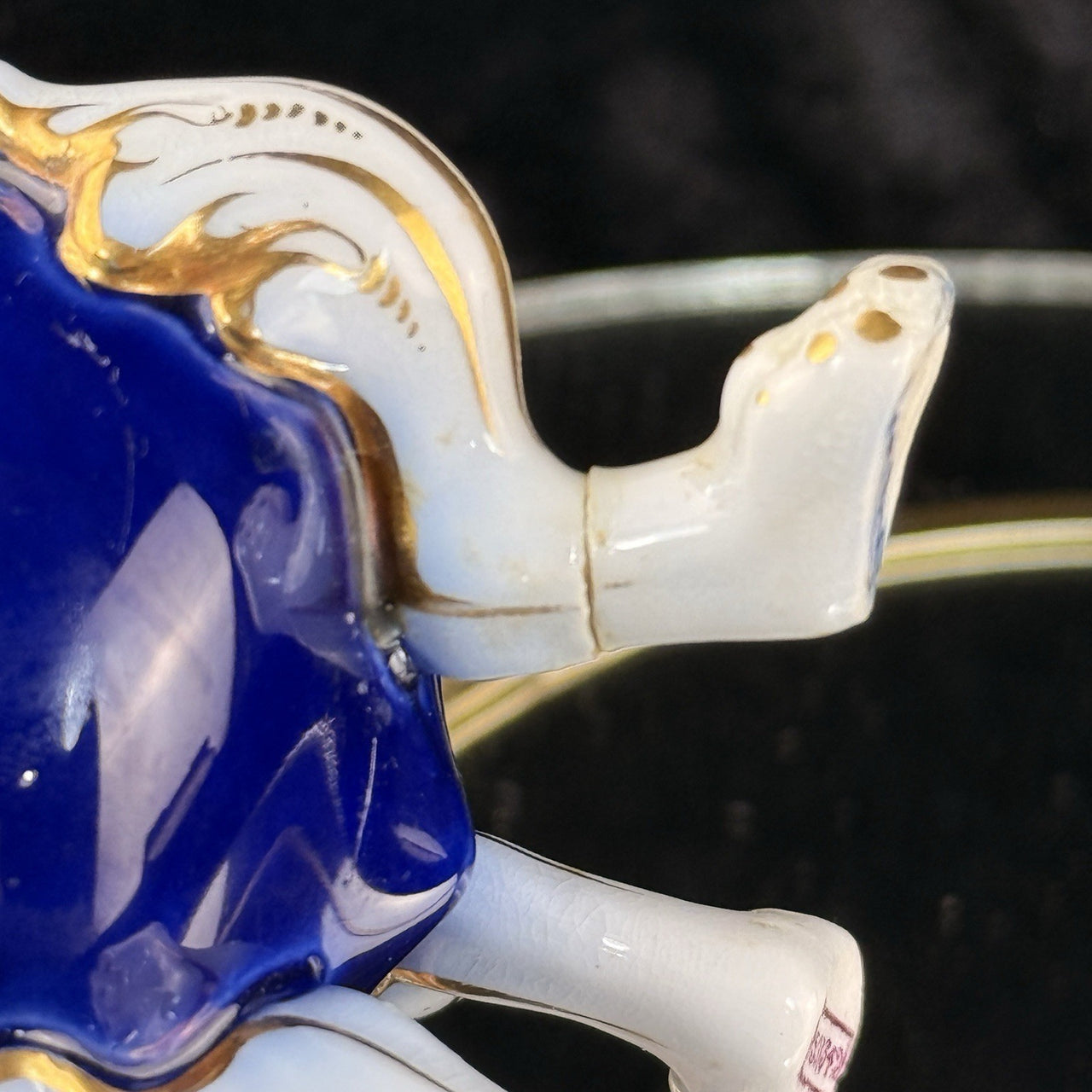 Royal Worcester Tripod Vase Blue Cobalt Pink Rose Hand Painted Gilt Antique Styl14