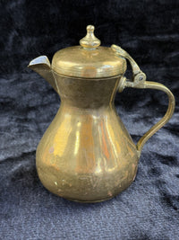 Thumbnail for Brass Antique Tankard or Pouring Vessel w Hinged Lid gold brass victorin pitcher10