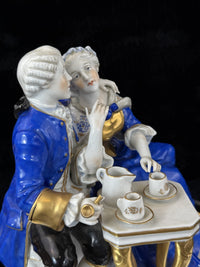 Thumbnail for German Antique Porcelain Figurine: Rococo Couple at Tea by Scheibe-Alsbach 18th17