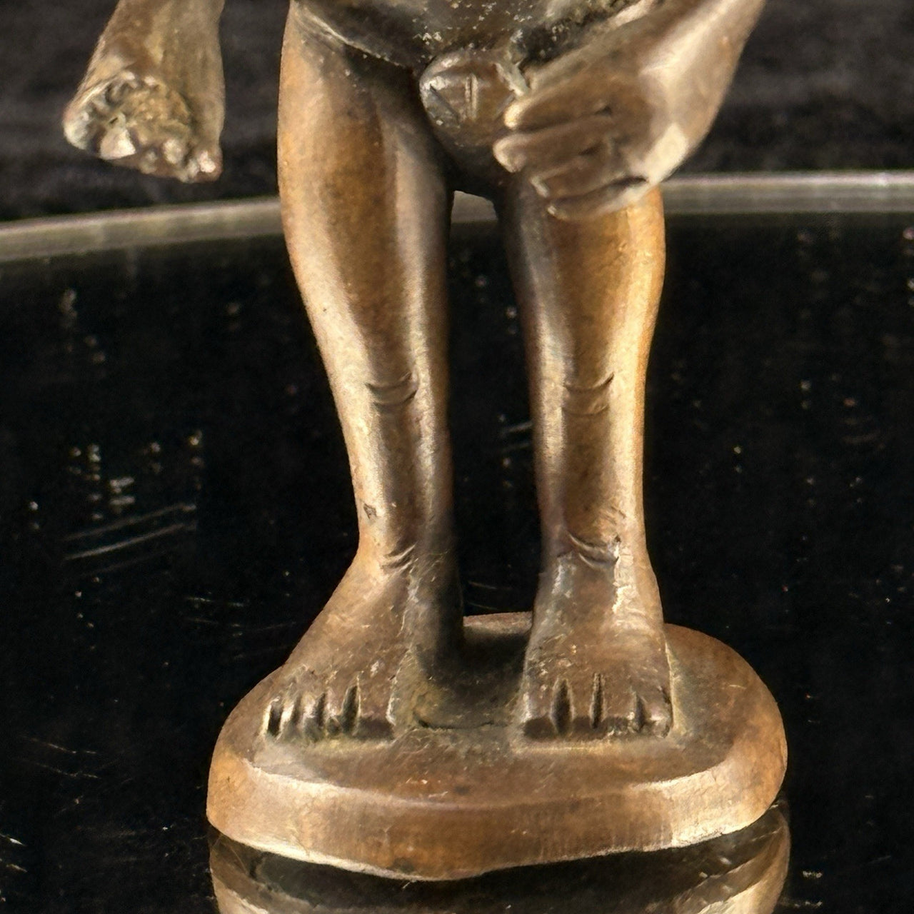 Antique Bronze Tribal Figure African Style Metal Sculpture – Worn Hand. 4” Tall 5
