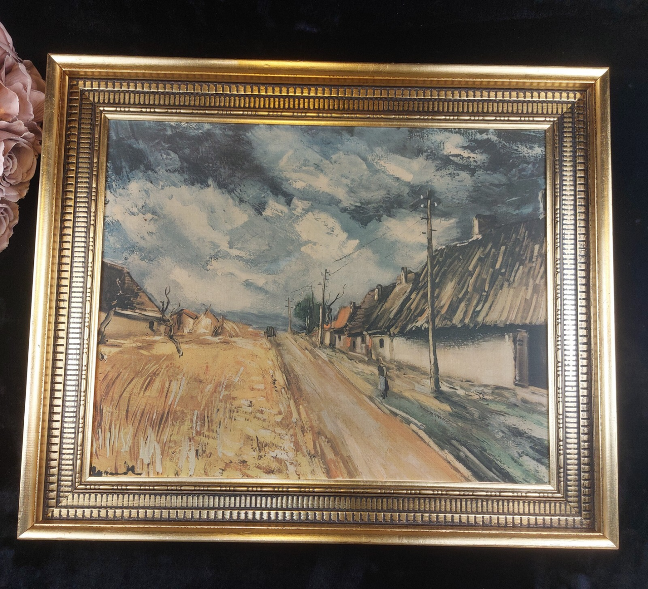 Continental School Gold Framed Print on Canvas Vintage 20"x24" Wall Art Large.0
