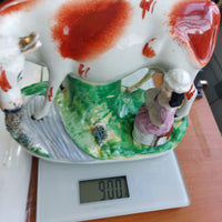 Thumbnail for 1800s Antique Staffordshire Cow Creamer Figurine 6.5