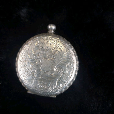 1800's antique Continentl Silver Lady’s Fob Watch Enamel Dial Ornate needsrepair1