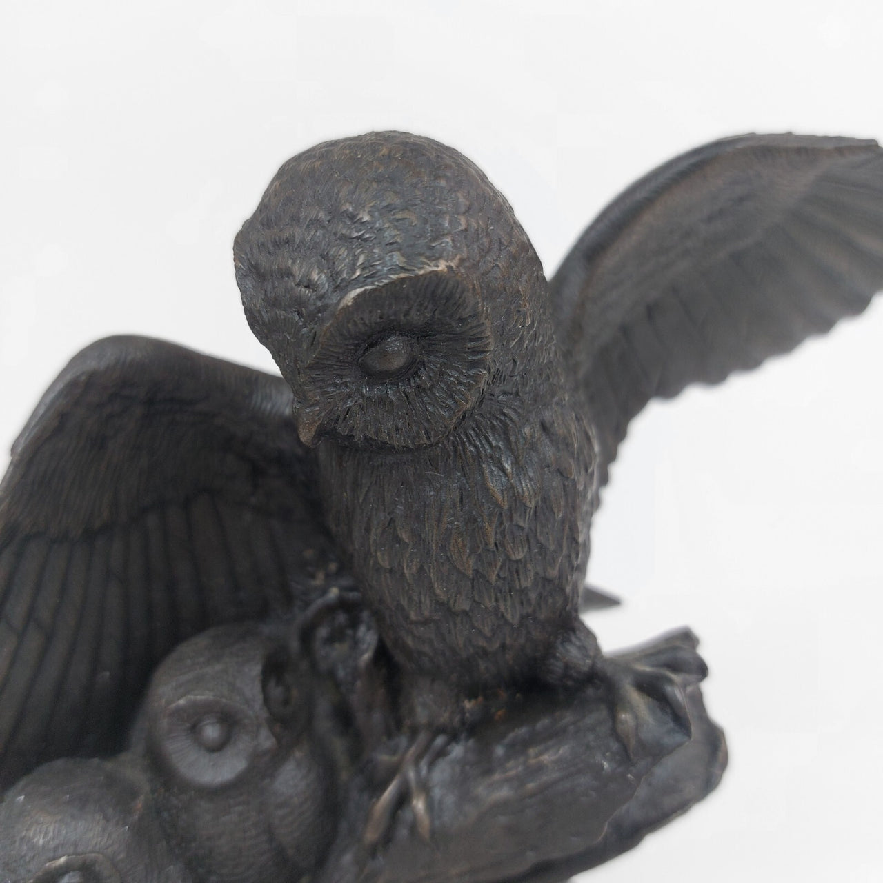 Heredities "Owl and Owlets" Cast Bronze  Resin  by C. Williams Sculpture.  5.25"13