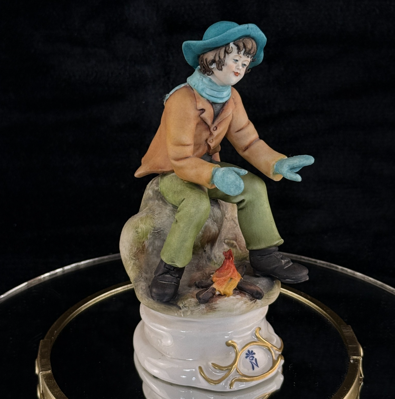 Rare Napoleon Capodimonte Figurine Boy by Giacomo Campfire Porcelain Italy gift0