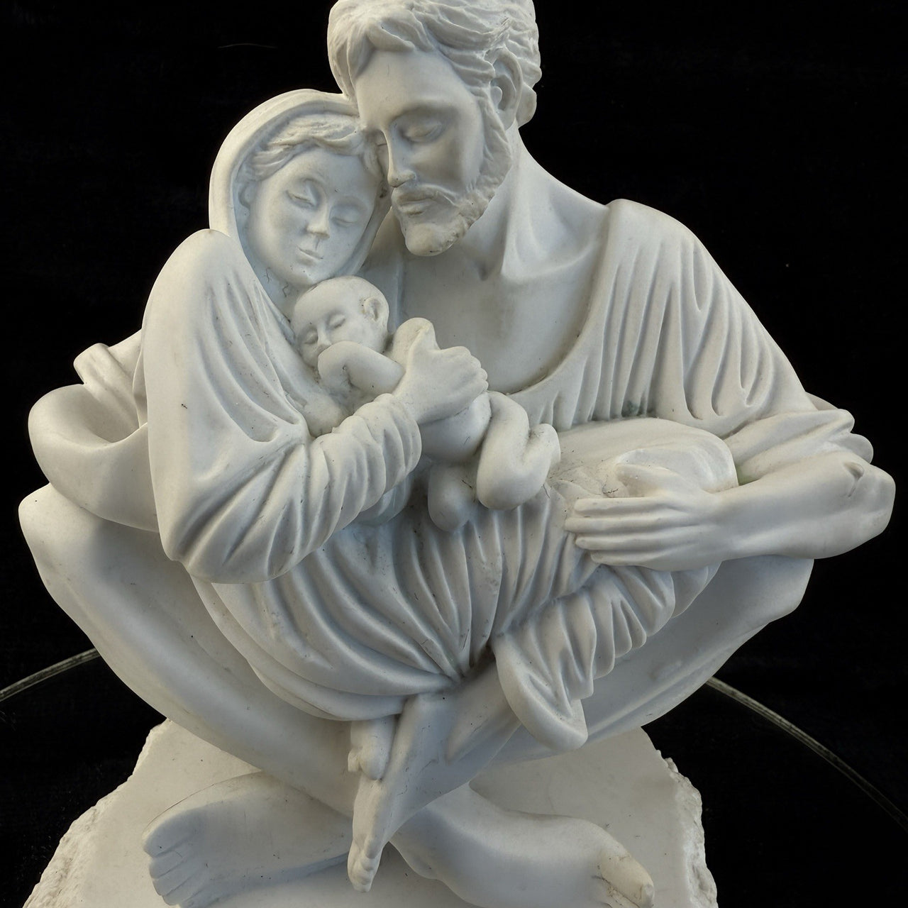 Holy Family Statue Sculpture  Signed/Marked 1999  White Alabaster/Resin Compos11