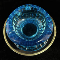 Thumbnail for Murano Style Blue Glass Bowl Ribbed Swirl 5.5” Ashtray Trinket Dish Retro Art0