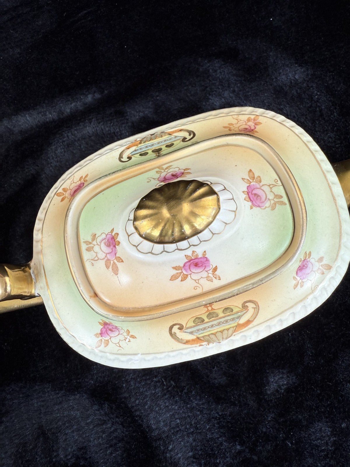 Exquisite Antique Crown Devon Fieldings Tea Pot  "Wick" Pattern repaired2