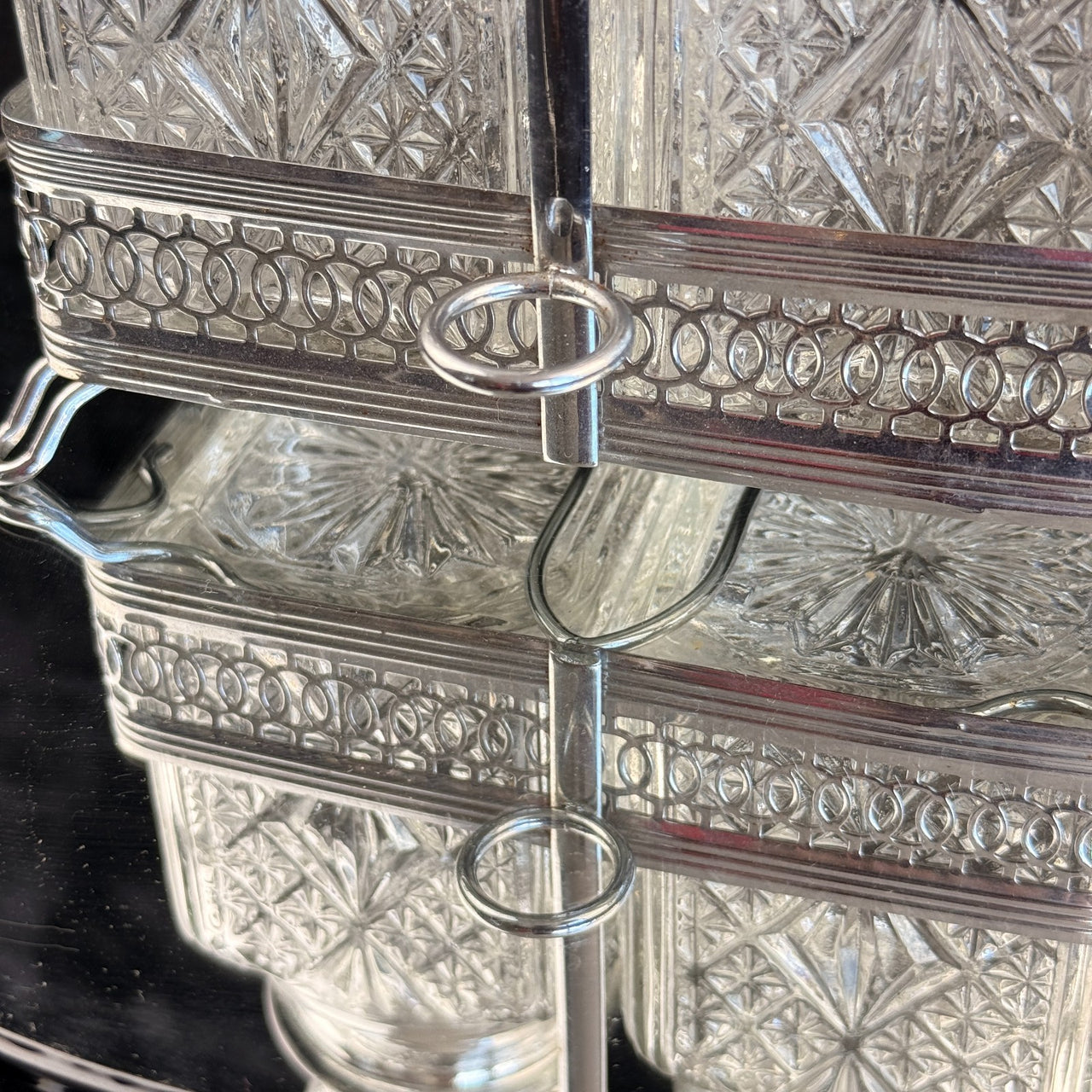 Vintage Cut Crystal Glassware & Spice Jar Set Elegant Tableware 5 Glasses & Jar5