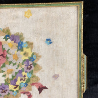 Thumbnail for Floral Framed Needlepoint Tapestry Pink Rose Daisy Bouquet 2015” Wood Frame.4