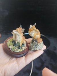 Thumbnail for Border Fine Arts Fox Figurines: Fox & Cub, Vantage Point, damage ear 1990 & 19949