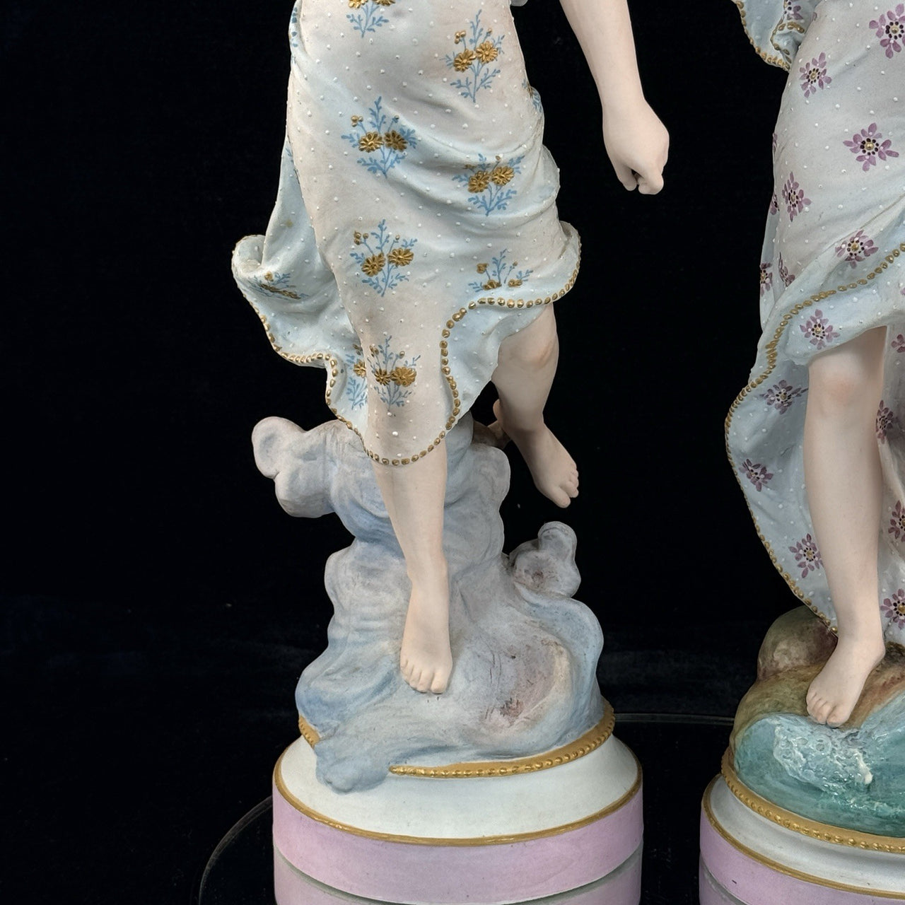Augarten Vienna Porcelain Ladies Musician Figurines Lyre Pair Austria Antique se7