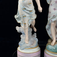 Thumbnail for Augarten Vienna Porcelain Ladies Musician Figurines Lyre Pair Austria Antique se7