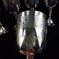 Thumbnail for Set 6 of Renaissance Style French Silver Wine Goblets EPNS Hallmark.11