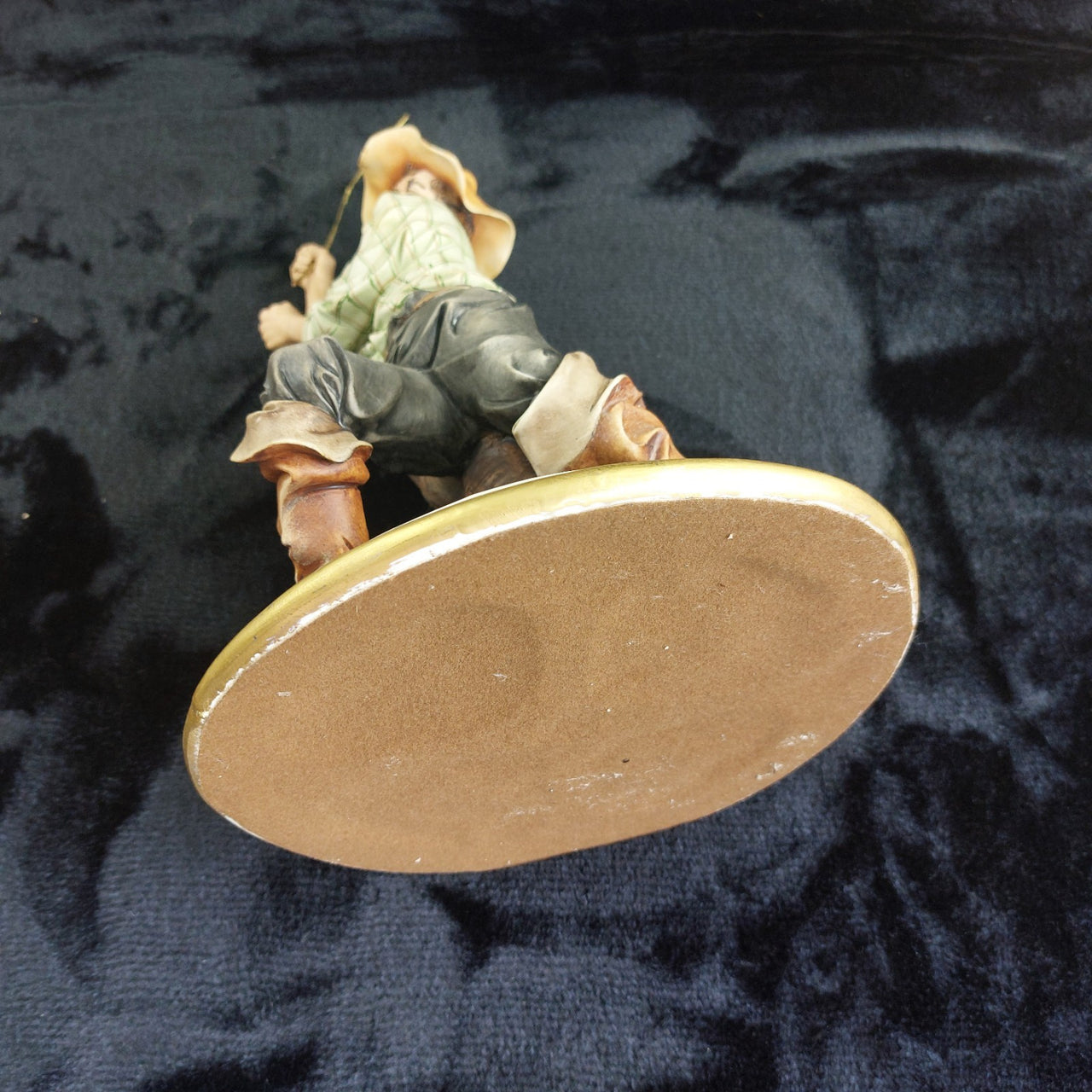 Ades Fisherman Signed Capodimonte Porcelain Figurine 17"Tree Base Italy pics see16