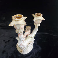 Thumbnail for Porcelain Sitzendorf Candelabra Lady Figurine candle Gold Gilt Antique German12