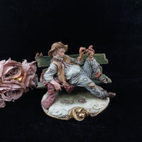 Thumbnail for Original Merli Bruno Figurine Capodimonte Italy old Man on Bench with Squirrel2
