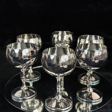 VALERO Silver Plated Goblets Set of 6  Made in Spain  12.5cm Tall vintage0