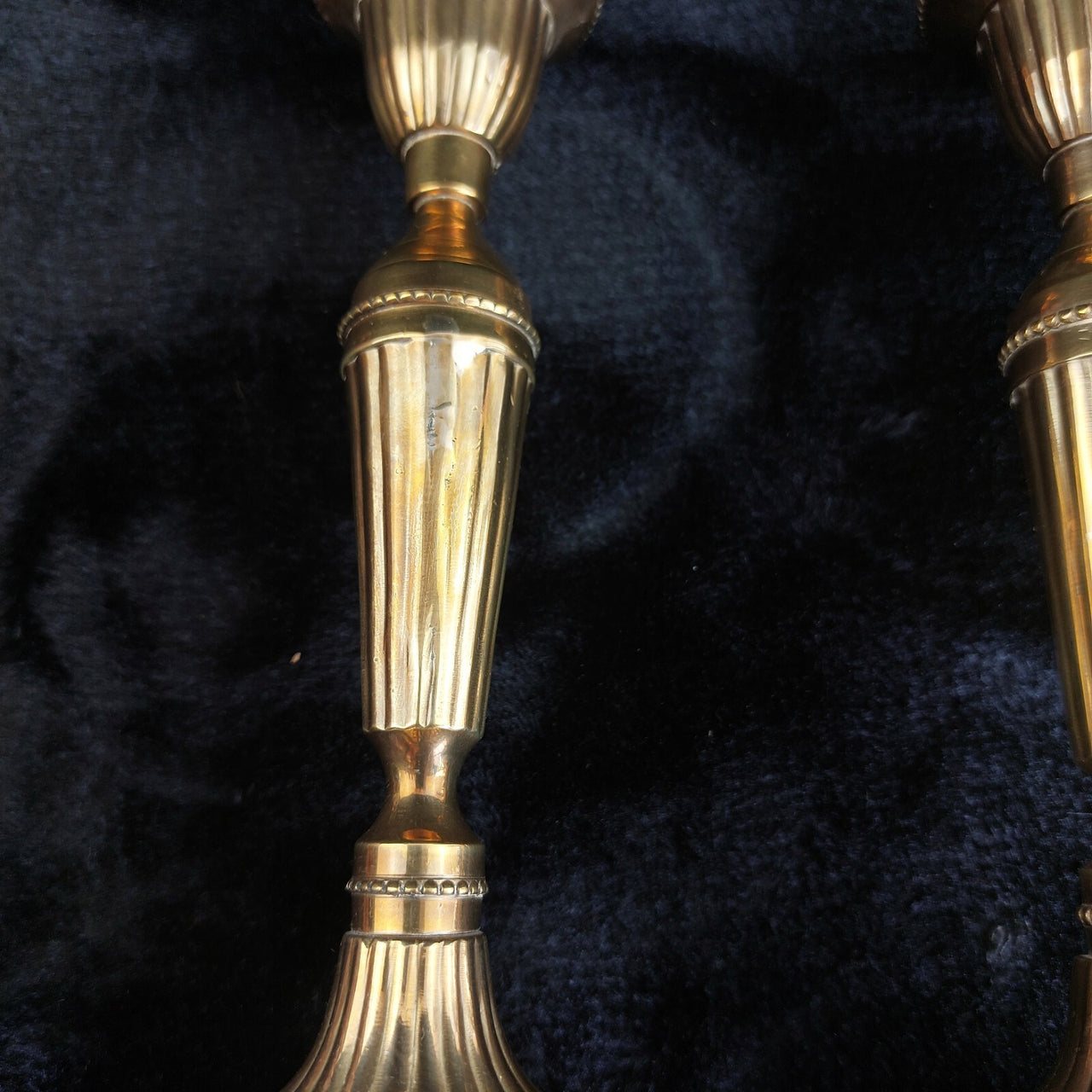 Brass Made in India Pair Ribbed Candle Holders Vintage Solid Brass Candlest 7.5"15