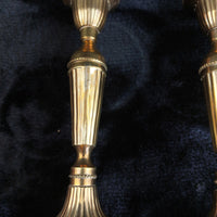 Thumbnail for Brass Made in India Pair Ribbed Candle Holders Vintage Solid Brass Candlest 7.5