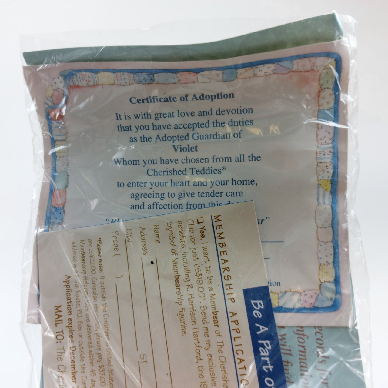 Cherished Teddies Violet -'Blessings Bloom When You Are Near' Collectible 3"2
