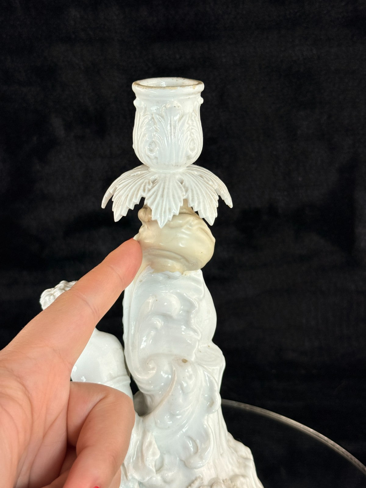 Antique German Volkstedt Porcelain Cherub Candlestick 10" Rococo White see pics15