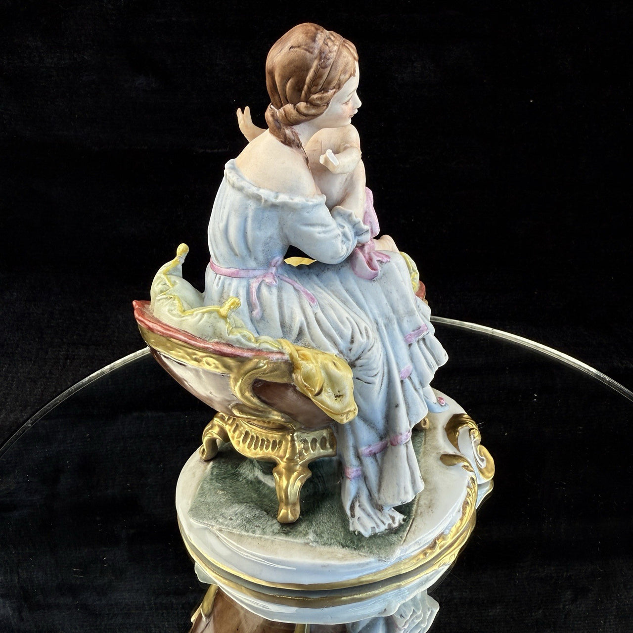 Capodimonte Italian Figurine Porcelain Hand Painted Mother and Child Signed "G.10